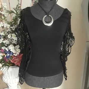 5/25$ Must Buy 5!! BEBE Tank shirt y2K Bebe fishnet sleeves